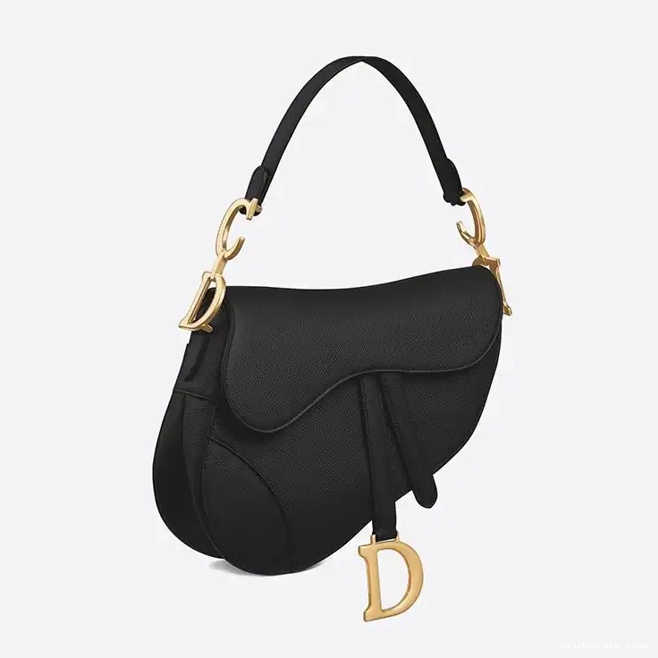 Cheap Grained Saddle Calfskin Bag Black Dior 0606 Luxury
